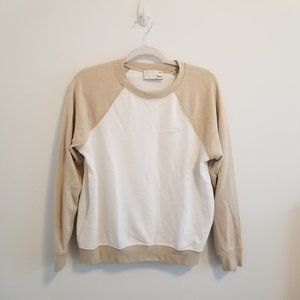 Wilfred Free - Beige and White Crew Neck Sweatshirt (Size XS)